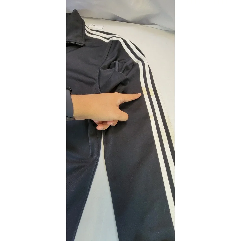 Adidas Track Jacket‎ Black White Stripes Full Zip Athletic Mens Size S